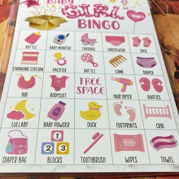 5for$10 Bingo Party Games 24 Players Baby Girl Shower Party Gender Reveal Party - Picture 4 of 6